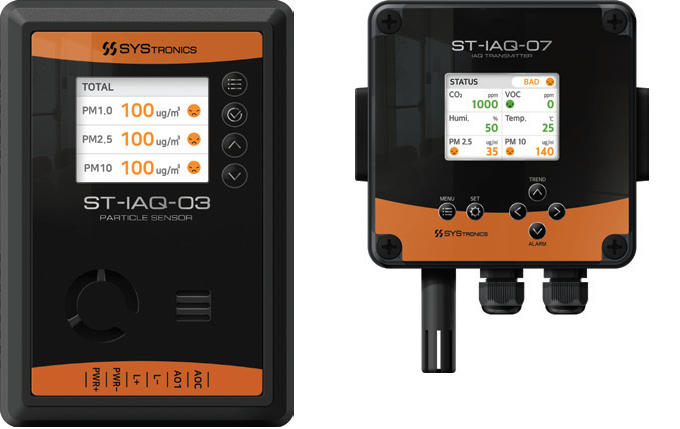 미세먼지센서 ‘ST-IAQ-03’(좌)와 ‘ST-IAQ-07’.