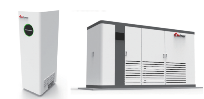 에이치앤파워의 3kW SOFC ENERBLOCK(좌)과 에이치앤파워의 수소추출기 Hy G-10.