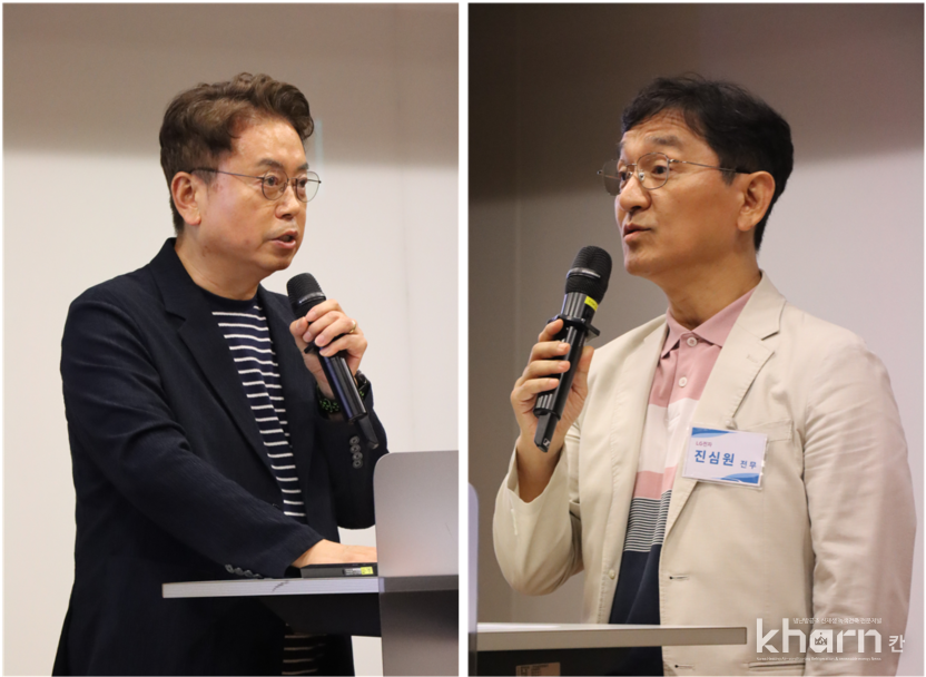 신진호 실내환경학회 학회장(좌)·진심원 LG전자 전무.