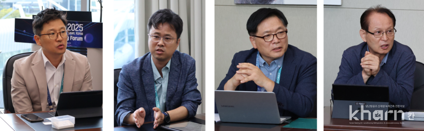 김용성 SK하이닉스 Clean Energy 팀장, 노상양 S&GENERGY연구소 소장, 함상훈 한국신재생에너지학회 RE100 위원(좌부터)