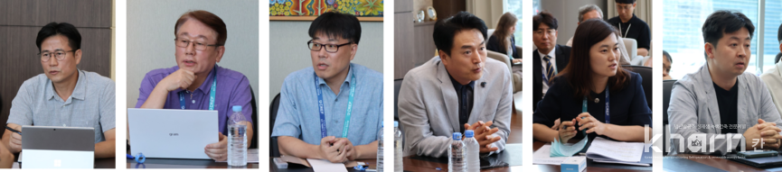 윤진한 기계연 박사, 원장묵 한양대 교수, 오세신 에너지경제연구원 연구위원, 박시삼 앱튼 부사장, 진소형 탄녹위 사무관, 최형진 GS건설 책임연구원(좌부터).