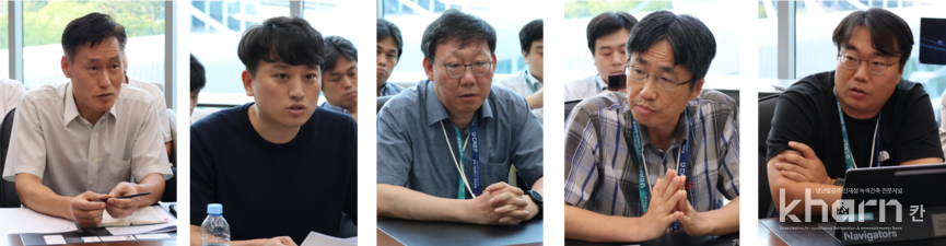한병주 수자원공사 부장, 최민주 수자원공사 차장, 정윤재 에너지공단 국장, 조영상 한난 부장, 김진일 네이버 Green Partnership PL(좌부터)