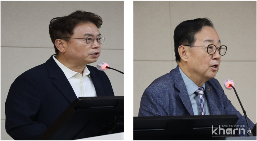 신진호 실내환경학회장(좌), 박진철 대한건축학회장(우)