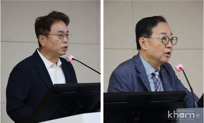 신진호 실내환경학회장(좌)·박진철 건축학회장.