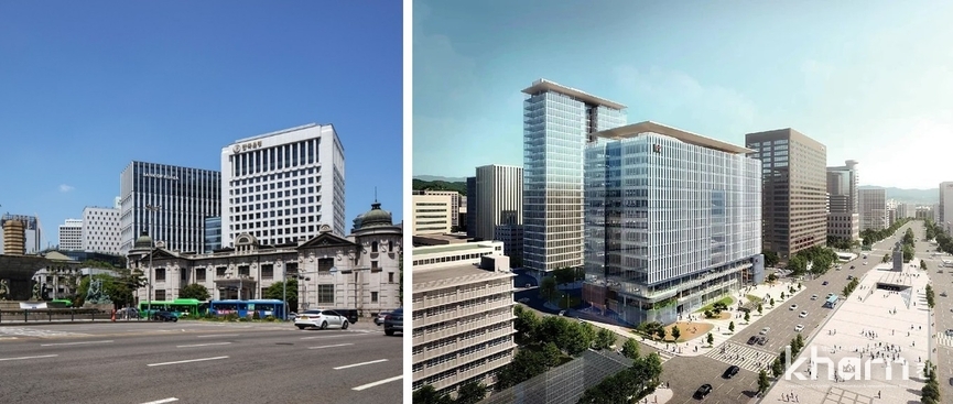 한국은행 통합신청사(좌), 광화문 KT WEST(우).