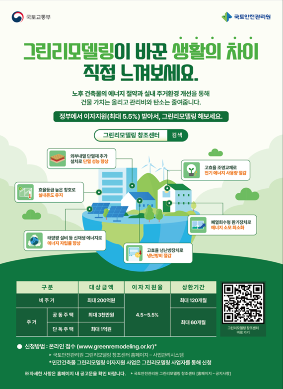 그린리모델링 이자지원사업 안내 포스터.